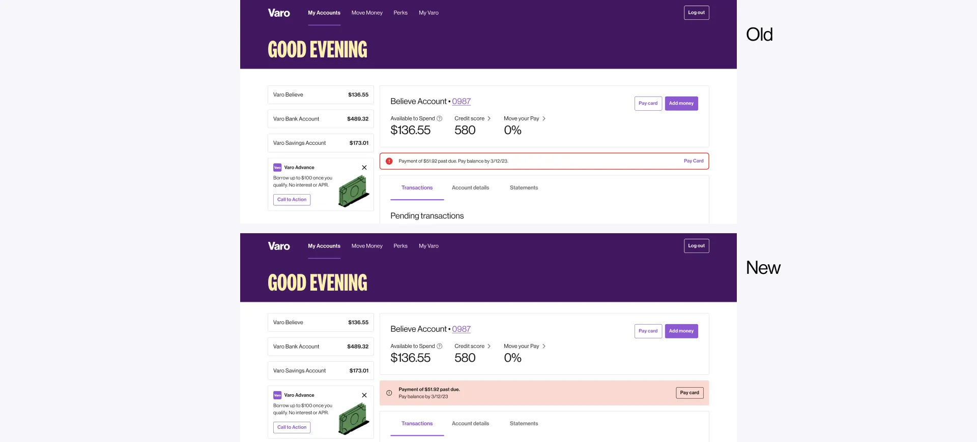 Inline Alert in-product, web