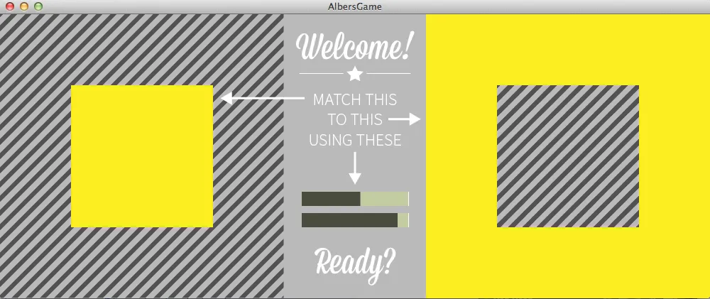 The start screen of the game