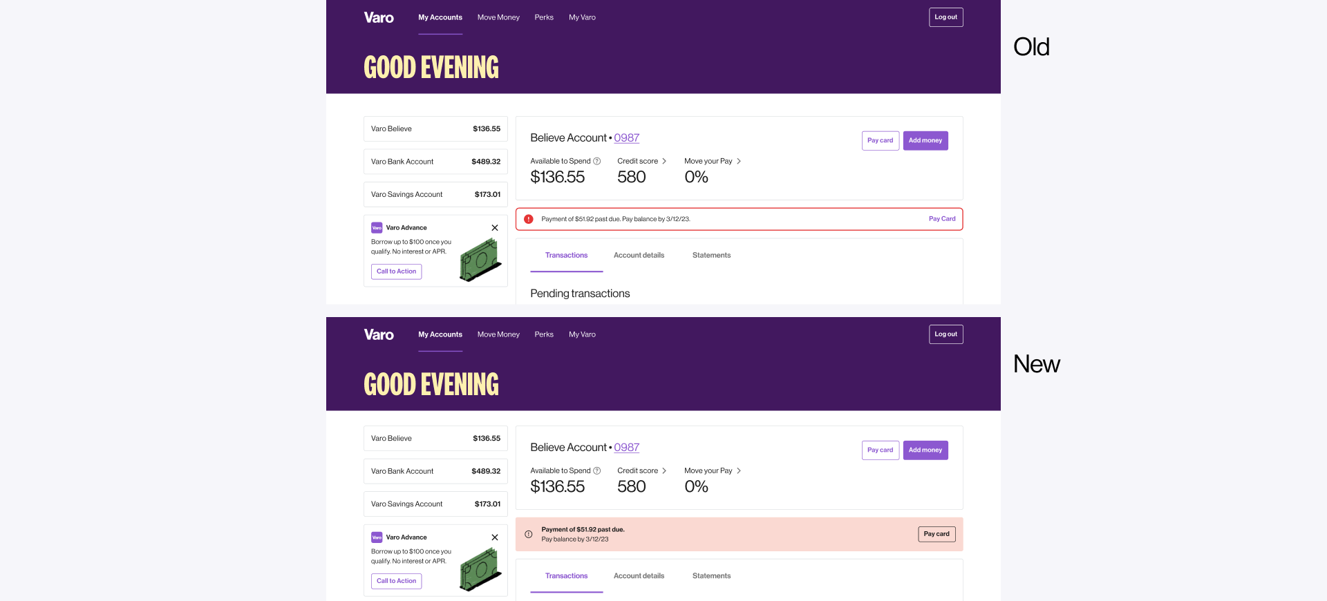 Inline Alert in-product, web